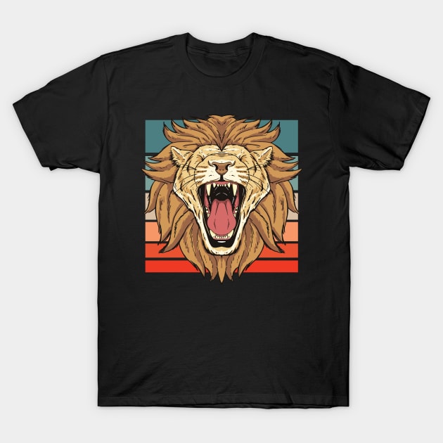 Retro Roaring Lion Cartoon T-Shirt by SLAG_Creative